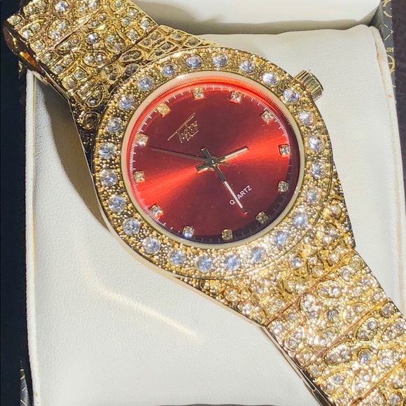 Brand New Gold Plated Watch&12mm Cuban Bracelet - Picture 5 of 6